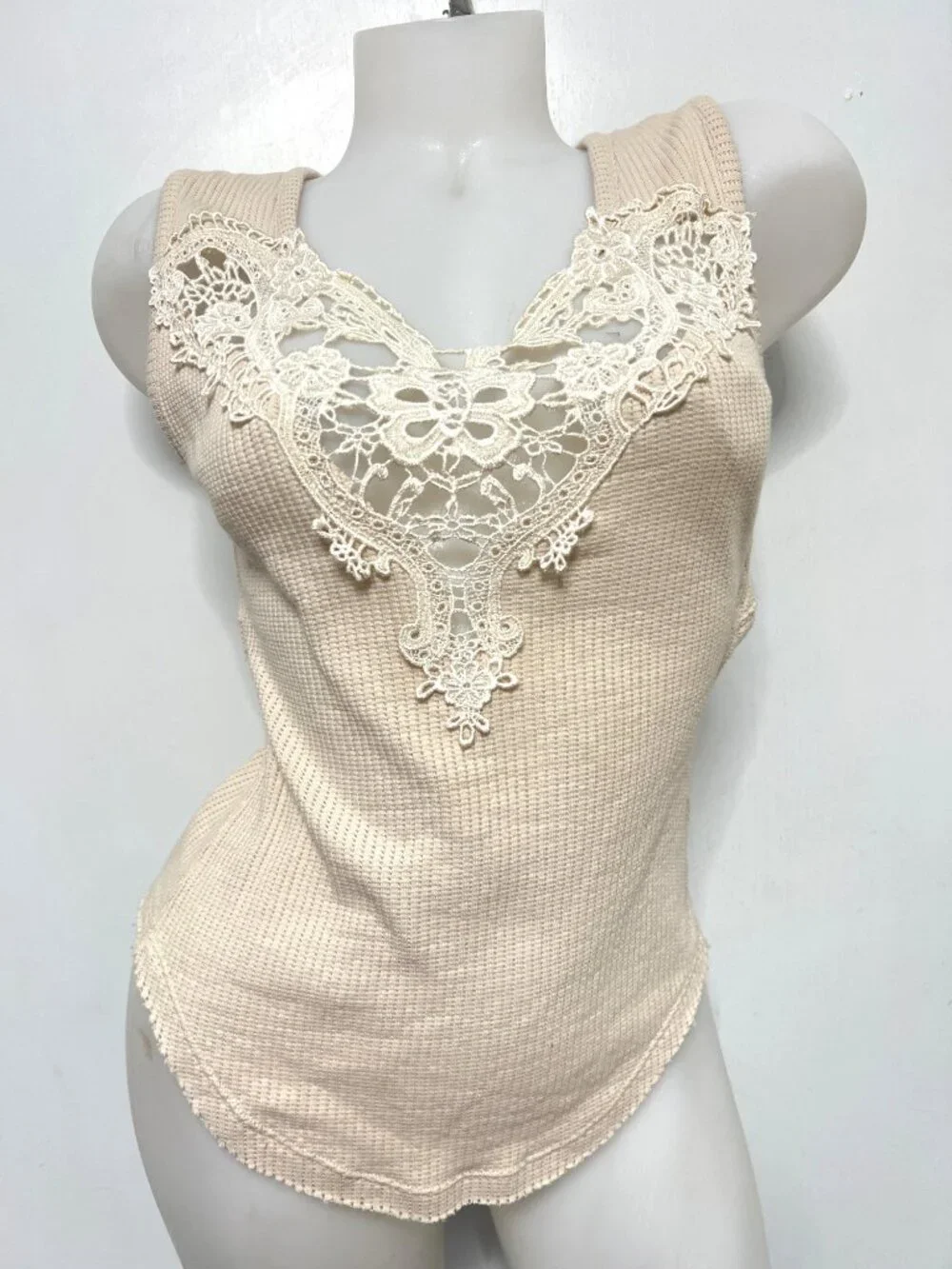 Free People New Romantics Lace Open Back Tank Top Sleeveless Blouse Size L